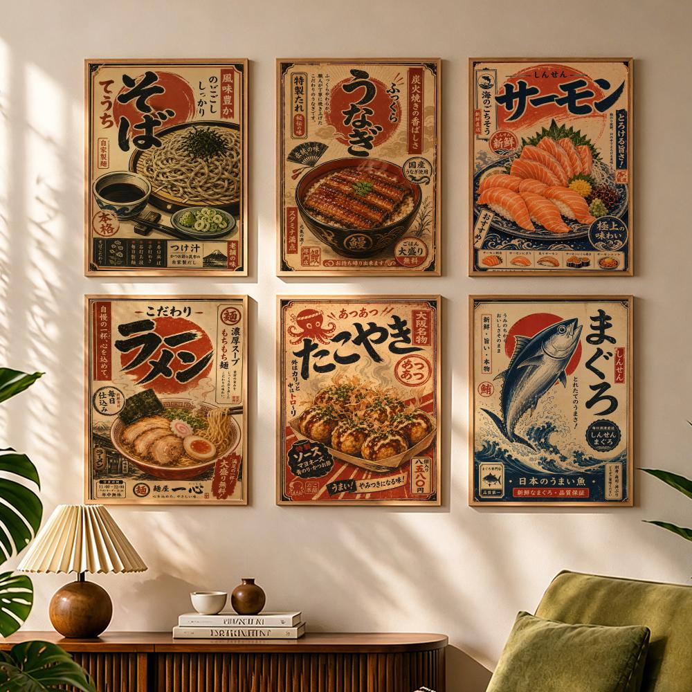 Interior Design Japan - Vintage Japoński Rybny Sushi Lamian Noodle
